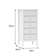 6 Drawer Chest of Drawers, Tall 5 Drawer Bedside Table and Pair of 3 Drawer Bedside Tables - Hales White Range