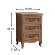 Pair of Solid Wood 3 Drawer Bedside Tables - Hessian Range