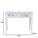 White Mirrored Lattice Console Table / Dressing Table & Pair of White Mirrored Bedside Tables - Sabrina White Range