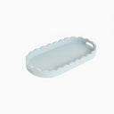 Pale Blue Oblong Scalloped Tray - 50cm