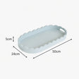 Pale Blue Oblong Scalloped Tray - 50cm