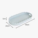 Pale Blue Oblong Scalloped Tray - 50cm