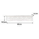 White Wooden Carved Boho Wall Shelf - 60cm