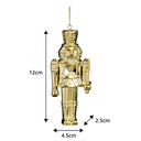 Set of 2 Shiny Gold Nutracker Hanging Tree Decorations - 12cm
