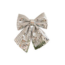 Large Silver Mirrored Disco Detailed Decorative Christmas Bow - 24cm