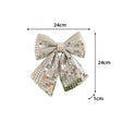 Large Silver Mirrored Disco Detailed Decorative Christmas Bow - 24cm