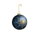 Set of 2 Navy Blue & Gold Glittered Starburst Baubles - 8cm