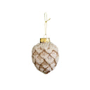 Neutral Sequin Frosted Pine Cone Bauble Decoration - 8cm