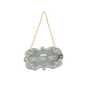 Green & White Christmas Trees Hanging Sign - 18cm x 10.5cm