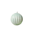 Set of 2 Icy Blue Glitter Striped Reeded Hanging Baubles - 8cm