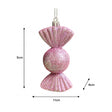 Set of 3 Pink Glitter Sweet Shaped Bauble Decorations - 11cm