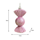 Set of 3 Pink Glitter Sweet Shaped Bauble Decorations - 11cm