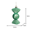 Set of 3 Sage Green Glitter Sweet Shaped Bauble Decorations - 11cm