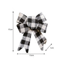 Set of 2 Black & White Checked Bow Decorations - 17cm