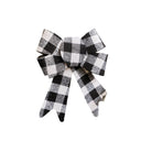 Set of 2 Black & White Checked Bow Decorations - 17cm