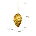 Set of 2 Gold Glitter Pine Cone Hanging Decoration 12cm