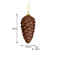 Set of 2 Tan Glittered Pinecone Bauble Decoration - 12cm