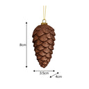 Set of 2 Tan Glittered Pinecone Bauble Decoration - 12cm