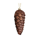 Set of 2 Tan Glittered Pinecone Bauble Decoration - 12cm