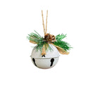 Set of 2 White Bell Hanging Decoration with Foliage 8cm