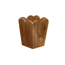 Mango Wood Scalloped Edge Waste Paper Bin