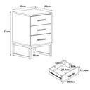 Black 3 Drawer Bedside Table - Luna Black Range