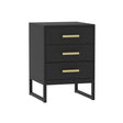 Pair of Black 3 Drawer Bedside Tables - Luna Black Range