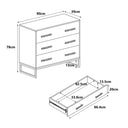 Black 3 Drawer Chest Of Drawers - Luna Black Range