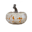 White and Orange Leaf Pattern Pumpkin Ornament