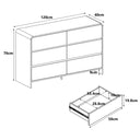 Black 6 Drawer Chest of Drawers - Meridian Black Range