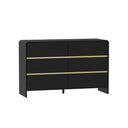 Black Chest of Drawers and Pair of 3 Drawer Bedside Tables - Meridian Black Range