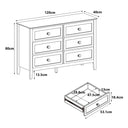 Large 6 Drawer Chest of Drawers and Pair of 3 Drawer Bedside Tables - Rowley White Range