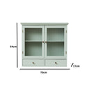 Sage Green Reeded Glass Wall Cabinet with Drawers