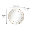 Rust Gold Effect Round Wall Mirror With Fretwork - 80cm x 80cm