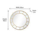 Rust Gold Effect Round Wall Mirror With Fretwork - 80cm x 80cm