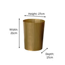 Shiny Gold Reeded Metal Paper Bin 21cm x 27cm