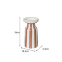 Large Burnt Orange Striped Pillar Candle Holder - 28cm