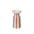 Large Burnt Orange Striped Pillar Candle Holder - 28cm