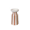 Large Burnt Orange Striped Pillar Candle Holder - 28cm