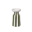 Large Dark Green Striped Pillar Candle Holder - 28cm