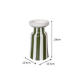 Large Dark Green Striped Pillar Candle Holder - 28cm