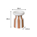 Burnt Orange Striped Pillar Candle Holder - 18cm