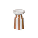 Burnt Orange Striped Pillar Candle Holder - 18cm