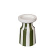 Dark Green Striped Pillar Candle Holder - 18cm