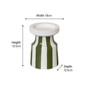 Dark Green Striped Pillar Candle Holder - 18cm