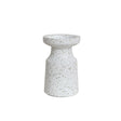 White Speckled Metal Round Pillar Candle Holder - 18cm