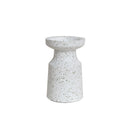 White Speckled Metal Round Pillar Candle Holder - 18cm