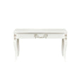 Ornate White Detailed Bench with Wooden Top - Pays Blanc Range