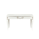 Ornate White Detailed Bench with Wooden Top - Pays Blanc Range