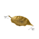 Large Antique Gold Bay Leaf Shaped Trinket Tray - 36cm